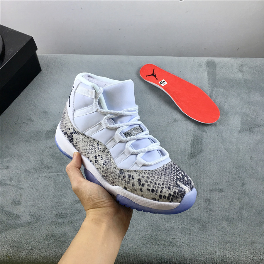 Air Jordan 11 Retro Prem HC White Black SnakeSknit Shoes - Click Image to Close